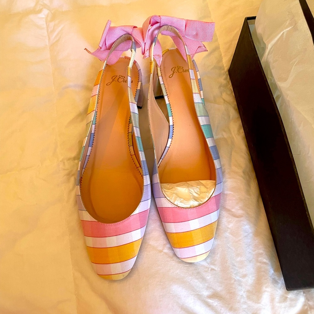 BRAND NEW J.CREW slingback pump in perfect gingham color. Style AW097 sz 10
